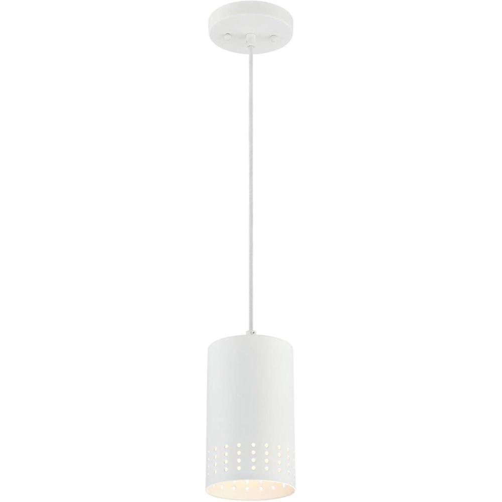 image:imageWestinghouse 6356700 Contemporary OneLight Adjustable Perforated Cylindrical Metal Shade White Finish Mini Pendant