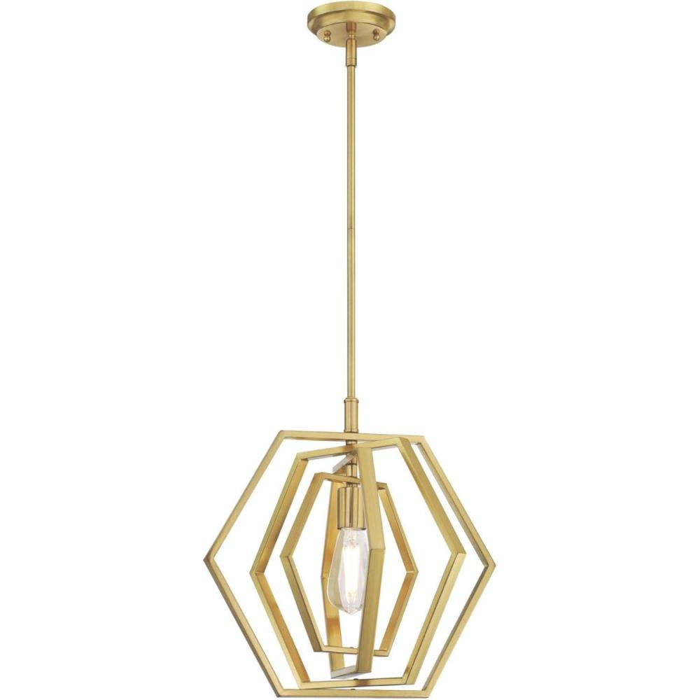 image:imageWestinghouse 6369800 Holly OneLight Indoor Pendant 15Inch Metal Brushed Nickel FinishChampange Brass