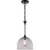 Westinghouse 6130300 Camrose Transitional One Light Indoor Pendant, Gun Metal Finish, Smoke Grey Ribbed Glass
