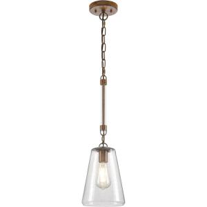Westinghouse 6130400 Biloxi Craftsman-Style One Light Indoor Mini Pendant, Barnwood Finish, Clear Seeded Glass