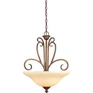 Westinghouse 6220800 Regal Springs Three-Light Interior Pendant, Ebony Gold Finish with Burnt Scavo Glass