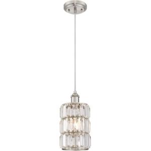 Westinghouse 6338400 Sophie One-Light Indoor Mini Pendant, Oil Rubbed Bronze Finish with Crystal Prism Glass, White(Brushed Nickel)
