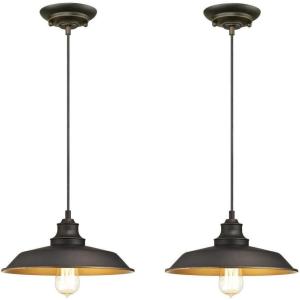 Westinghouse 6344700 Iron Hill Indoor Mini Pendants, 2-Pack, Oil Rubbed Bronze