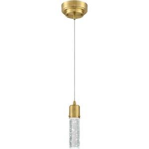Westinghouse 6355300 Cava One-Light Dimmable LED Indoor Mini Pendant, Champagne Brass Finish with Bubble Glass