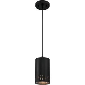 Westinghouse 6356600 Contemporary One-Light Adjustable Perforated Cylindrical Metal Shade, Black Finish Mini Pendant