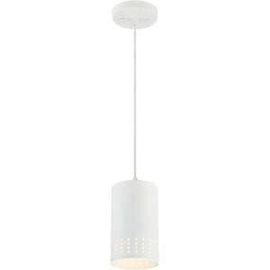 Westinghouse 6356700 Contemporary One-Light Adjustable Perforated Cylindrical Metal Shade, White Finish Mini Pendant
