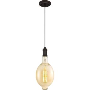 Westinghouse Lighting 6357300 One-Light Dimmable LED Indoor Mini Pendant, Oil Rubbed Bronze Finish with Oversized BT54 Filament LED