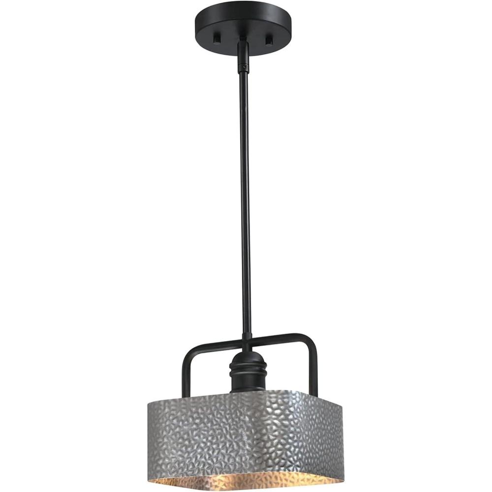 image:imageWestinghouse 6125600 Bexar CraftsmanStyle One Light Indoor Mini Pendant Matte Black and Dark Pewter Finish
