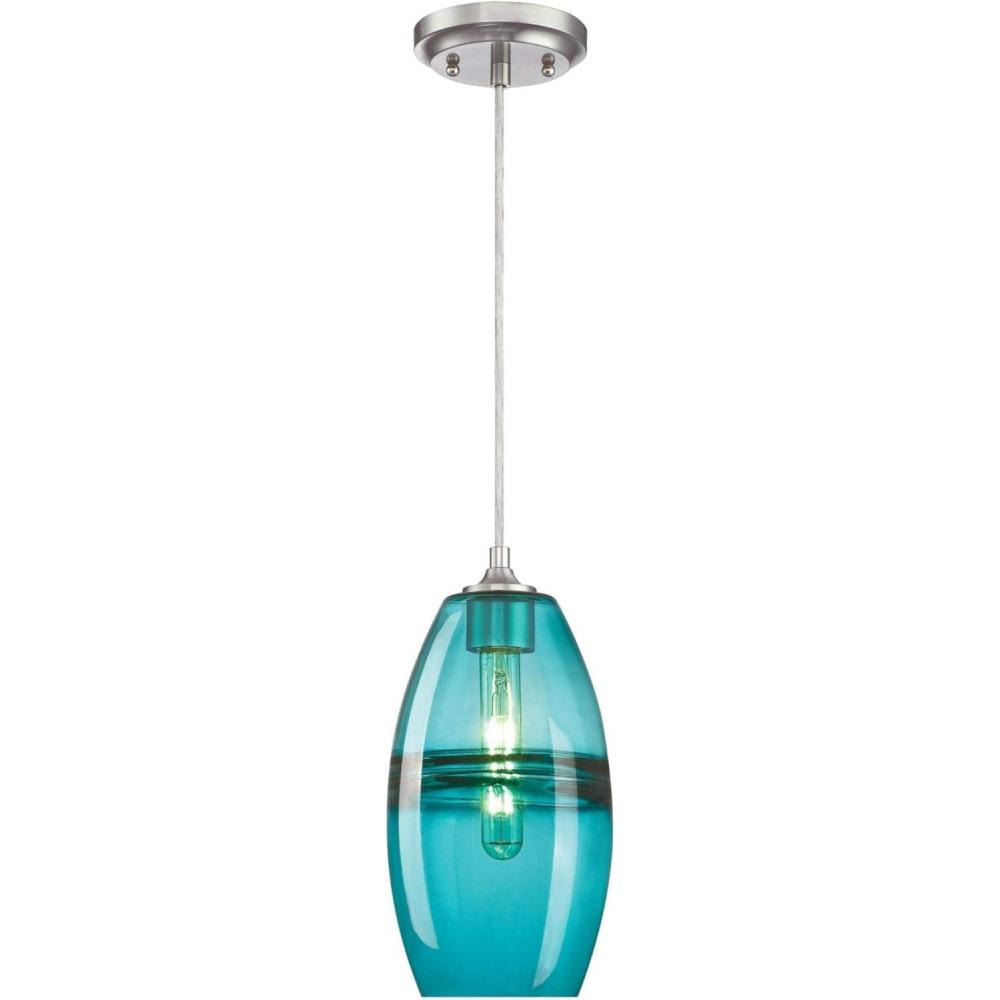 image:imageWestinghouse 6366300 Brushed Nickel Finish with Turquoise Glass Soren OneLight Indoor Mini Pendant one SizeTurquoise