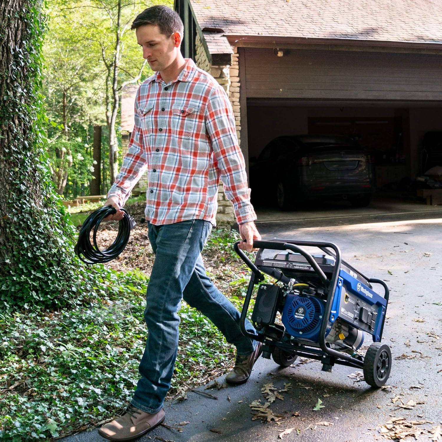 image:imageWestinghouse WGen3600 Portable Generator 4650 Peak Watts amp 3600 Rated Watts RV Ready 30A Outlet Wheel amp Handle Kit Gas Powered4650 Watts Gas Only Wheel Kit