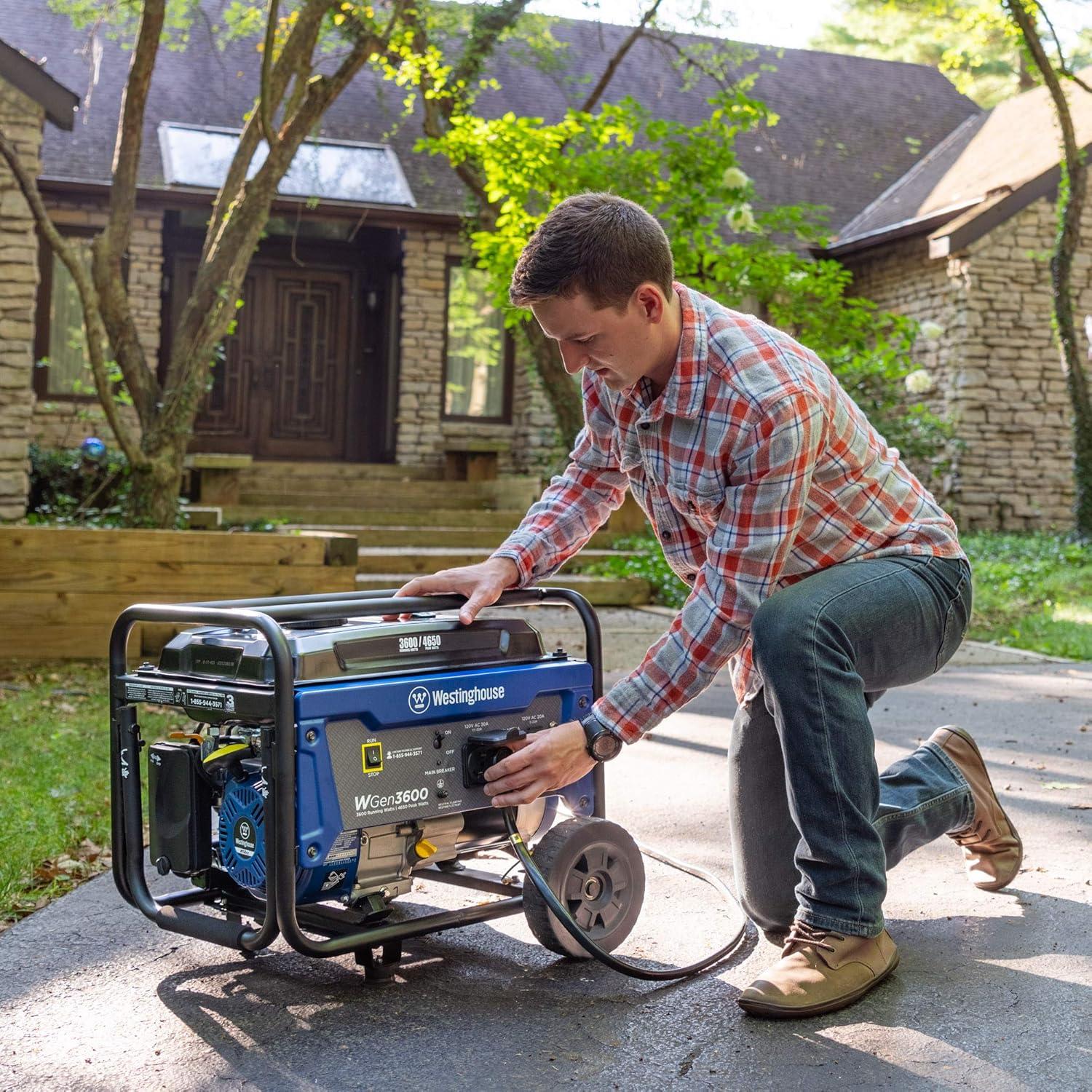 image:imageWestinghouse WGen3600 Portable Generator 4650 Peak Watts amp 3600 Rated Watts RV Ready 30A Outlet Wheel amp Handle Kit Gas Powered4650 Watts Gas Only Wheel Kit