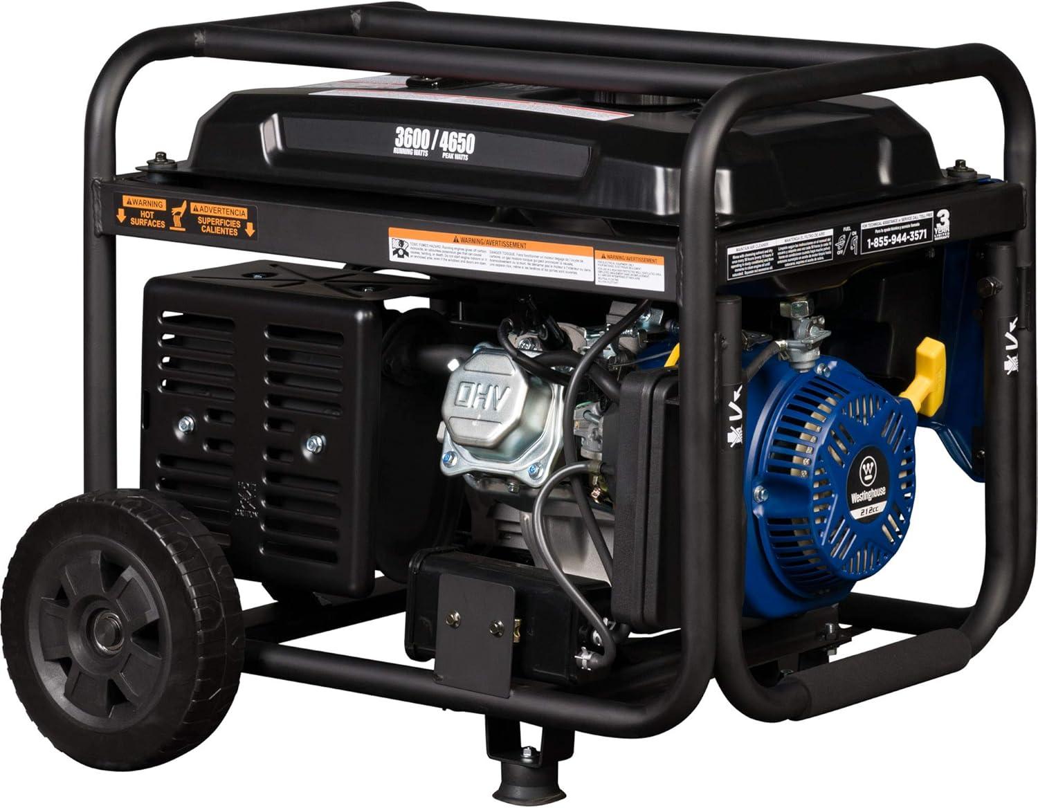 image:imageWestinghouse WGen3600 Portable Generator 4650 Peak Watts amp 3600 Rated Watts RV Ready 30A Outlet Wheel amp Handle Kit Gas Powered4650 Watts Gas Only Wheel Kit