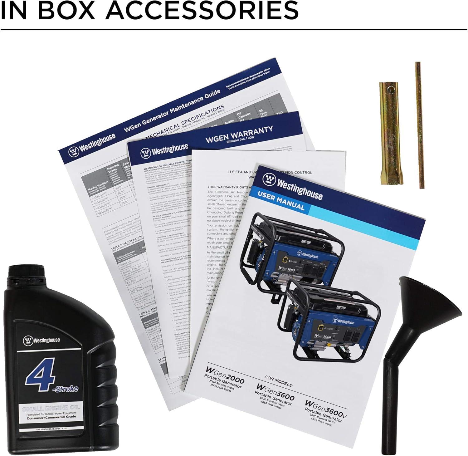 image:imageWestinghouse WGen3600 Portable Generator 4650 Peak Watts amp 3600 Rated Watts RV Ready 30A Outlet Wheel amp Handle Kit Gas Powered4650 Watts Gas Only Wheel Kit