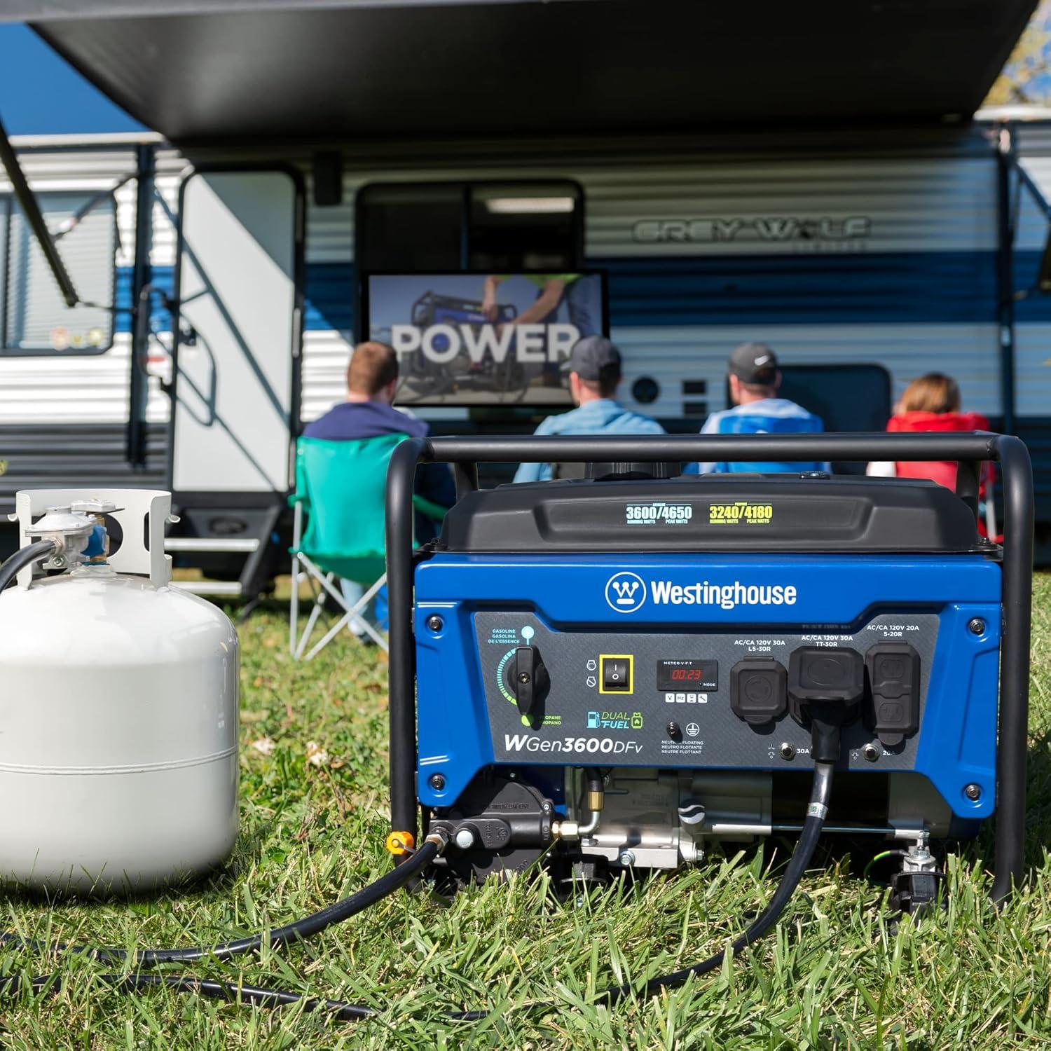 image:imageWestinghouse WGen3600 Portable Generator 4650 Peak Watts amp 3600 Rated Watts RV Ready 30A Outlet Wheel amp Handle Kit Gas Powered4650W Dual Fuel