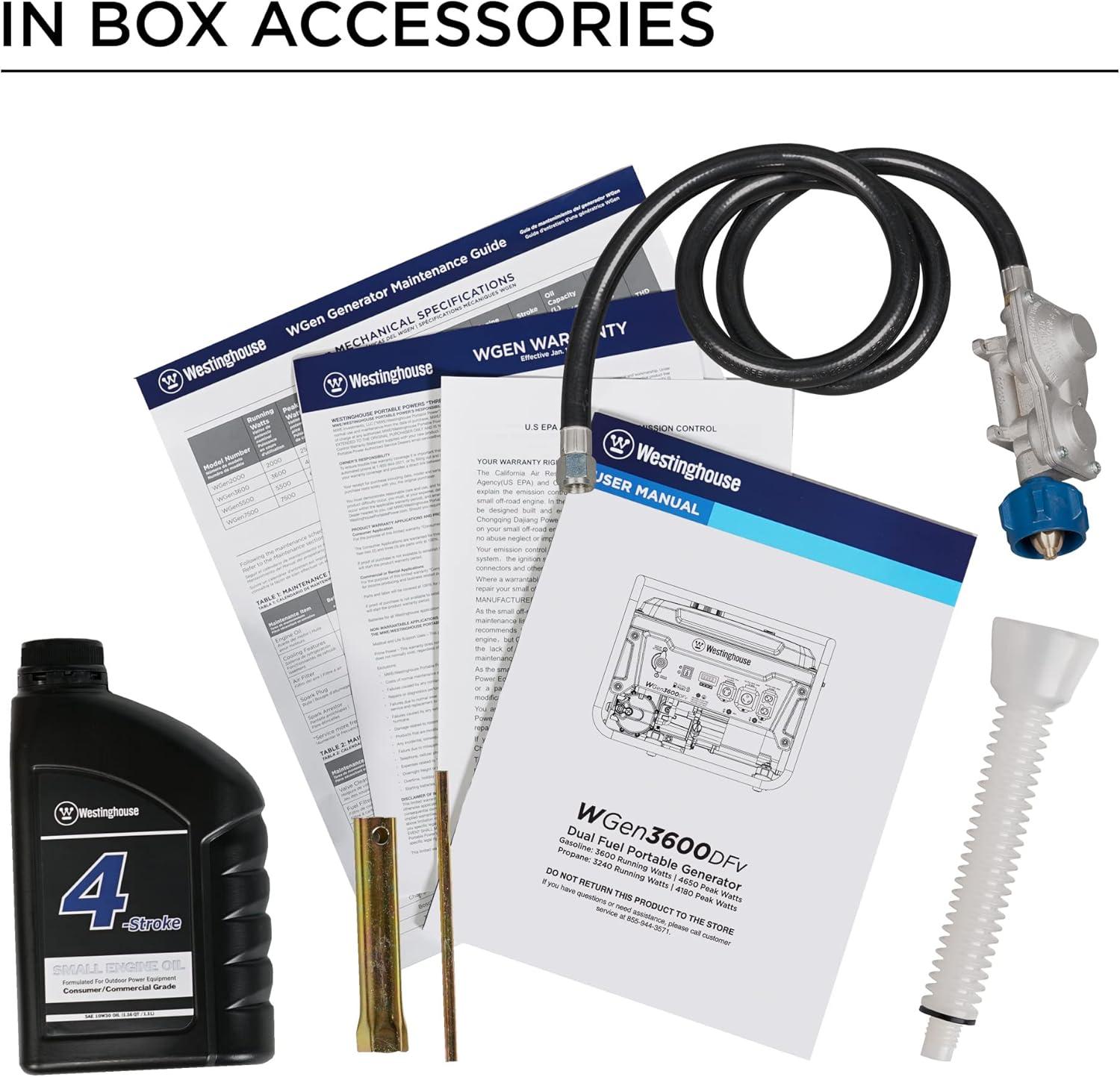 image:imageWestinghouse WGen3600 Portable Generator 4650 Peak Watts amp 3600 Rated Watts RV Ready 30A Outlet Wheel amp Handle Kit Gas Powered4650W Dual Fuel