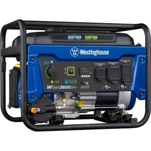 Westinghouse WGen3600 Portable Generator, 4650 Peak Watts & 3600 Rated Watts, RV Ready 30A Outlet, Wheel & Handle Kit, Gas Powered(4650W Dual Fuel)