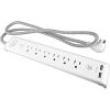 Westinghouse 6-Outlet 2-USB 900 Joule Surge Protector with Fabric Braided Tangle Free Cord, White