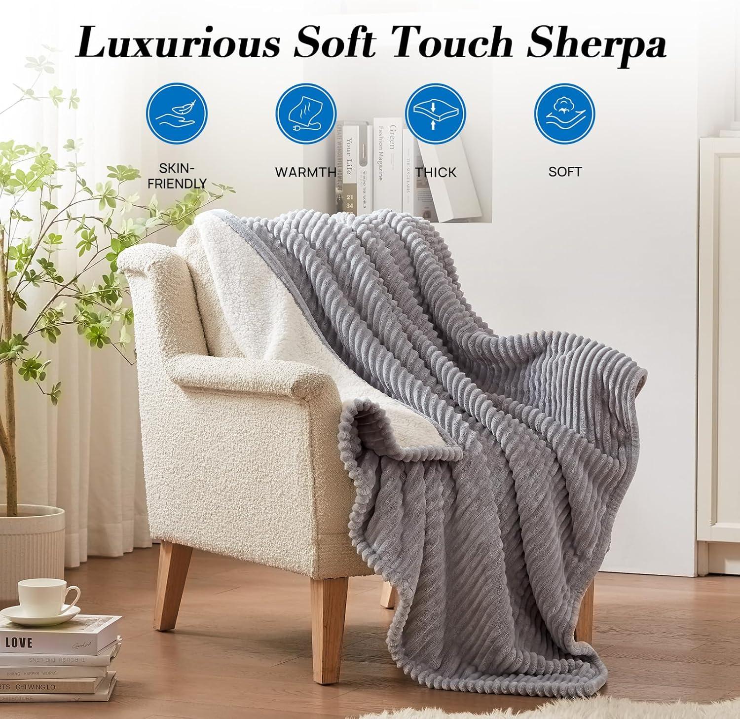 image:imageWestinghouse Electric Blanket Twin Soft Ribbed Flannel to Sherpa Heated Blanket with 10 Heating Levels amp 112 Hours Auto Shut Off Fast Heating amp Machine Washable 62x84 Inch Light GreyLight Grey