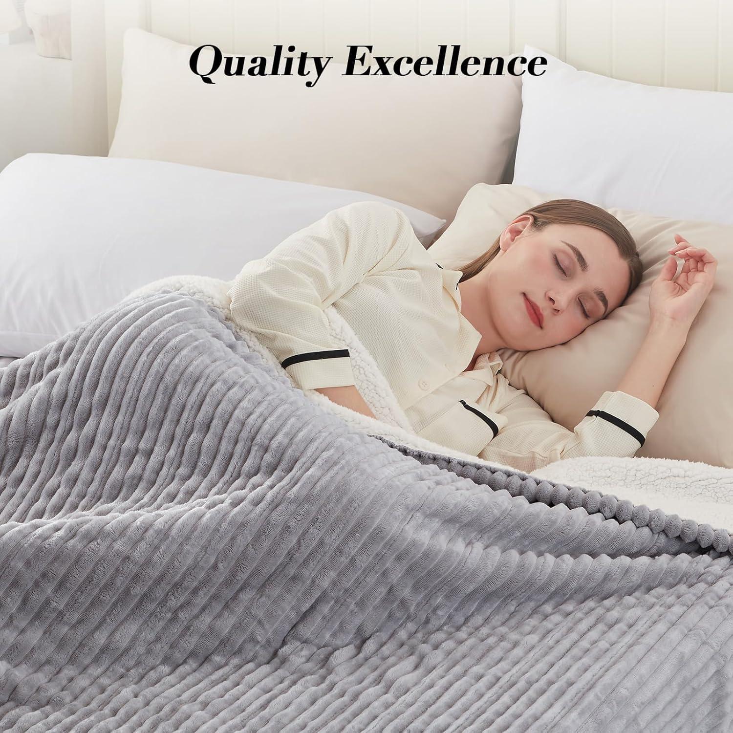 image:imageWestinghouse Electric Blanket Twin Soft Ribbed Flannel to Sherpa Heated Blanket with 10 Heating Levels amp 112 Hours Auto Shut Off Fast Heating amp Machine Washable 62x84 Inch Light GreyLight Grey