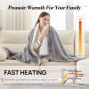 Westinghouse Electric Blanket Twin, Soft Ribbed Flannel to Sherpa Heated Blanket with 10 Heating Levels & 1-12 Hours Auto Shut Off, Fast Heating & Machine Washable, 62×84 Inch, Light Grey(Light Grey)