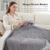 Westinghouse Electric Blanket Twin, Soft Ribbed Flannel to Sherpa Heated Blanket with 10 Heating Levels & 1-12 Hours Auto Shut Off, Fast Heating & Machine Washable, 62×84 Inch, Light Grey(Light Grey)
