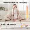 Westinghouse Electric Blanket Twin, Soft Ribbed Flannel to Sherpa Heated Blanket with 10 Heating Levels & 1-12 Hours Auto Shut Off, Fast Heating & Machine Washable, 62×84 Inch, Light Grey(Beige)
