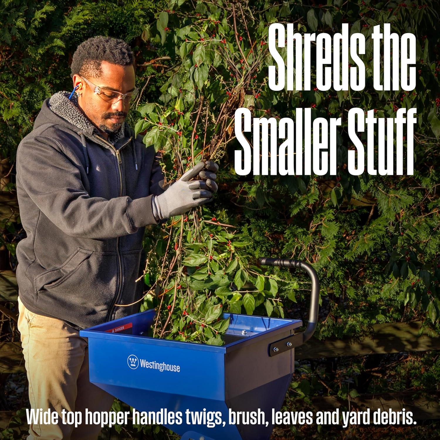 image:imageWestinghouse Heavy Duty Gas Powered 3Inch Wood Chipper Mulcher Shredder 3in1 with 246 Gallon Collection Bag for BranchesTwigsLeaves