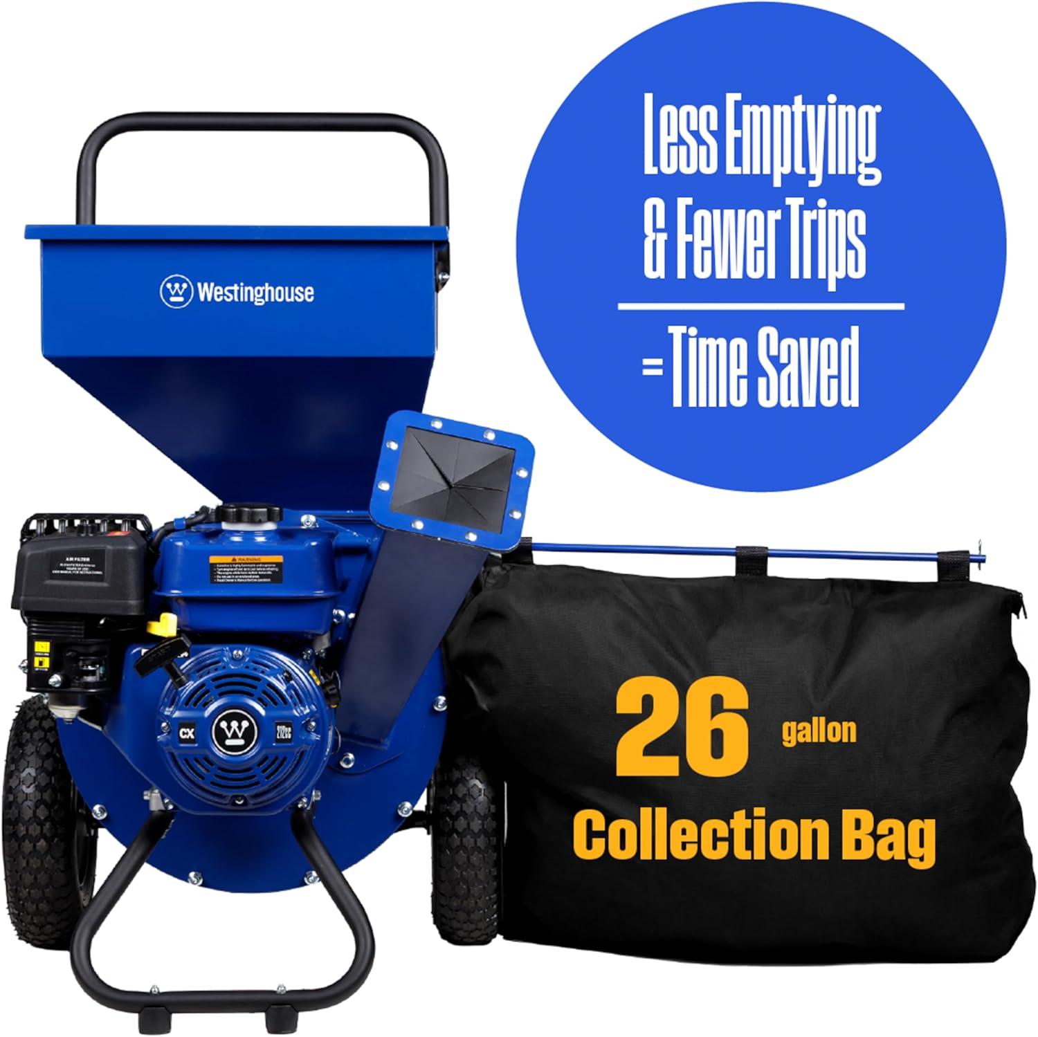 image:imageWestinghouse Heavy Duty Gas Powered 3Inch Wood Chipper Mulcher Shredder 3in1 with 246 Gallon Collection Bag for BranchesTwigsLeaves