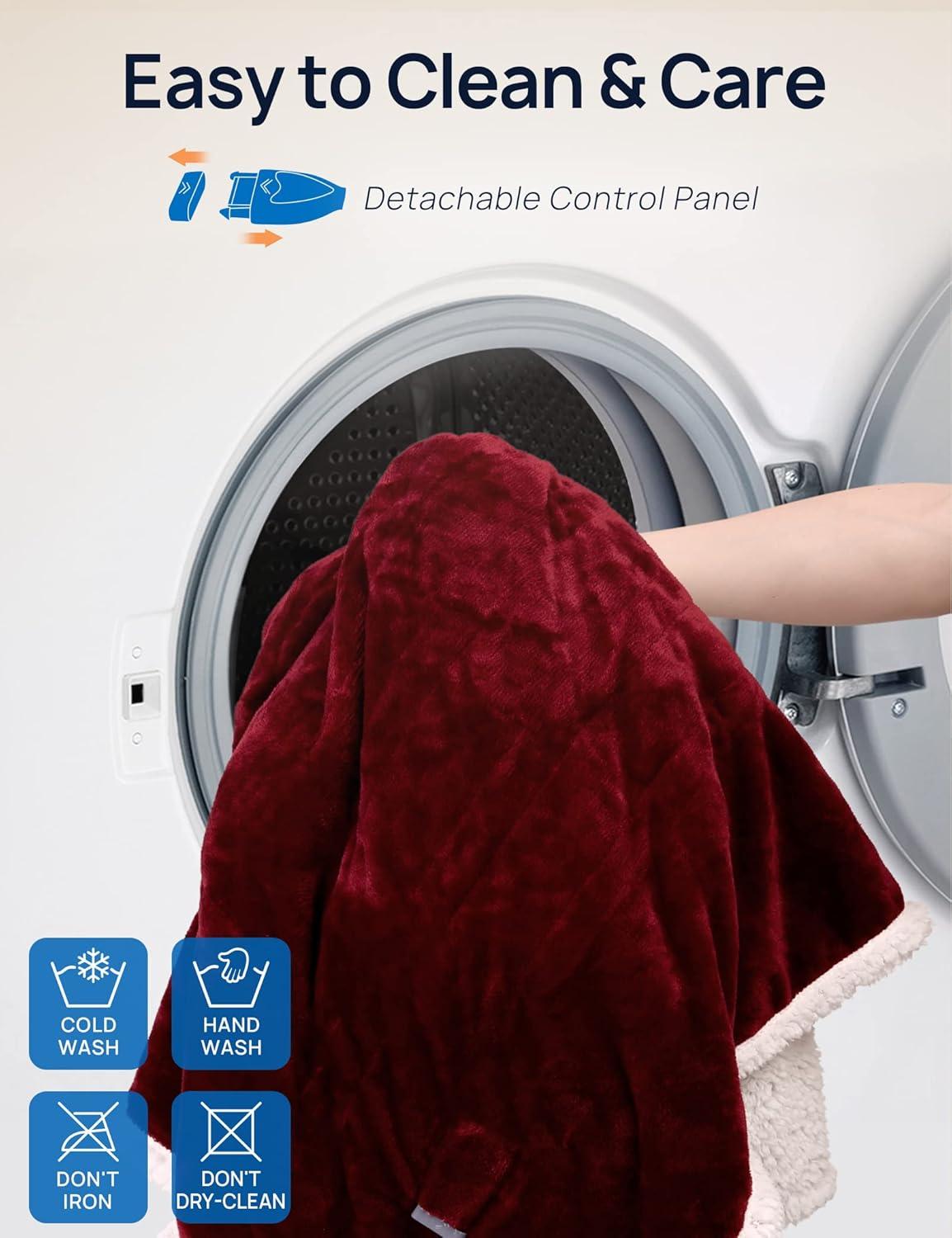 image:imageWestinghouse Wearable Heated Throw Blanket Electric Heated Wrap Poncho Shawl with Pockets 6 Heating Levels amp 2 to 10 Hours Time Settings 50 x 60 Inch Beige GreyChristmas Red