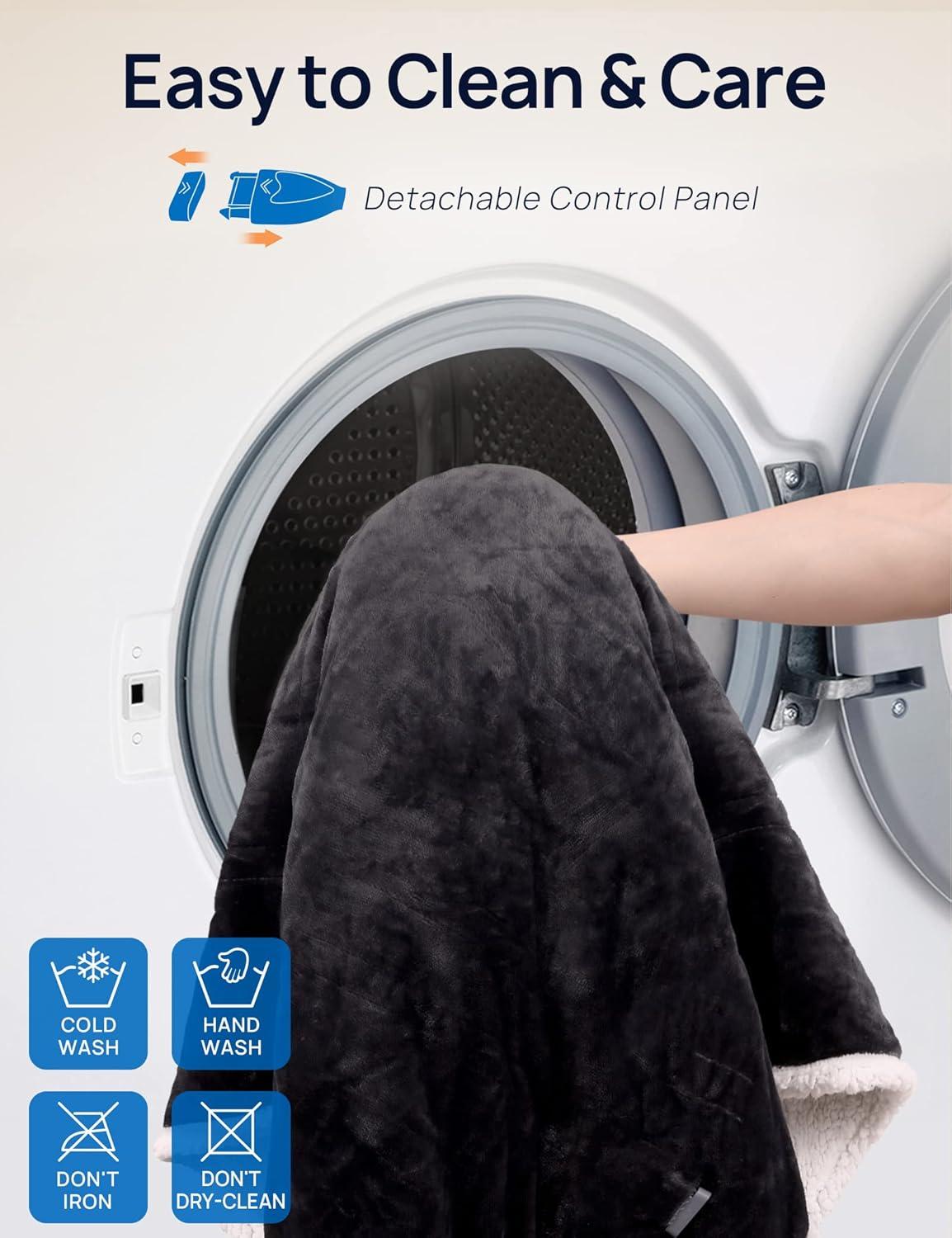 image:imageWestinghouse Wearable Heated Throw Blanket Electric Heated Wrap Poncho Shawl with Pockets 6 Heating Levels amp 2 to 10 Hours Time Settings 50 x 60 Inch Beige GreyGrey