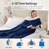 Westinghouse Wearable Heated Throw Blanket, Electric Heated Wrap Poncho Shawl with Pockets, 6 Heating Levels & 2 to 10 Hours Time Settings, 50 x 60 Inch, Beige, Grey(Navy Blue&ivory)