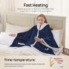 Westinghouse Wearable Heated Throw Blanket, Electric Heated Wrap Poncho Shawl with Pockets, 6 Heating Levels & 2 to 10 Hours Time Settings, 50 x 60 Inch, Beige, Grey(Navy Blue)