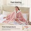 Westinghouse Wearable Heated Throw Blanket, Electric Heated Wrap Poncho Shawl with Pockets, 6 Heating Levels & 2 to 10 Hours Time Settings, 50 x 60 Inch, Beige, Grey(Pink)