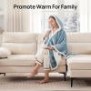 Westinghouse Wearable Heated Throw Blanket, Electric Heated Wrap Poncho Shawl with Pockets, 6 Heating Levels & 2 to 10 Hours Time Settings, 50 x 60 Inch, Beige, Grey(Light Blue)