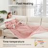 Westinghouse Wearable Heated Throw Blanket, Electric Heated Wrap Poncho Shawl with Pockets, 6 Heating Levels & 2 to 10 Hours Time Settings, 50 x 60 Inch, Beige, Grey(Pink&ivory)