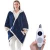 Westinghouse Wearable Heated Throw Blanket, Electric Heated Wrap Poncho Shawl with Pockets, 6 Heating Levels & 2 to 10 Hours Time Settings, 50 x 60 Inch, Beige, Grey(Navy Blue)