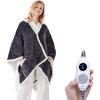 Westinghouse Wearable Heated Throw Blanket, Electric Heated Wrap Poncho Shawl with Pockets, 6 Heating Levels & 2 to 10 Hours Time Settings, 50 x 60 Inch, Beige, Grey(Grey)