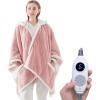Westinghouse Wearable Heated Throw Blanket, Electric Heated Wrap Poncho Shawl with Pockets, 6 Heating Levels & 2 to 10 Hours Time Settings, 50 x 60 Inch, Beige, Grey(Pink)