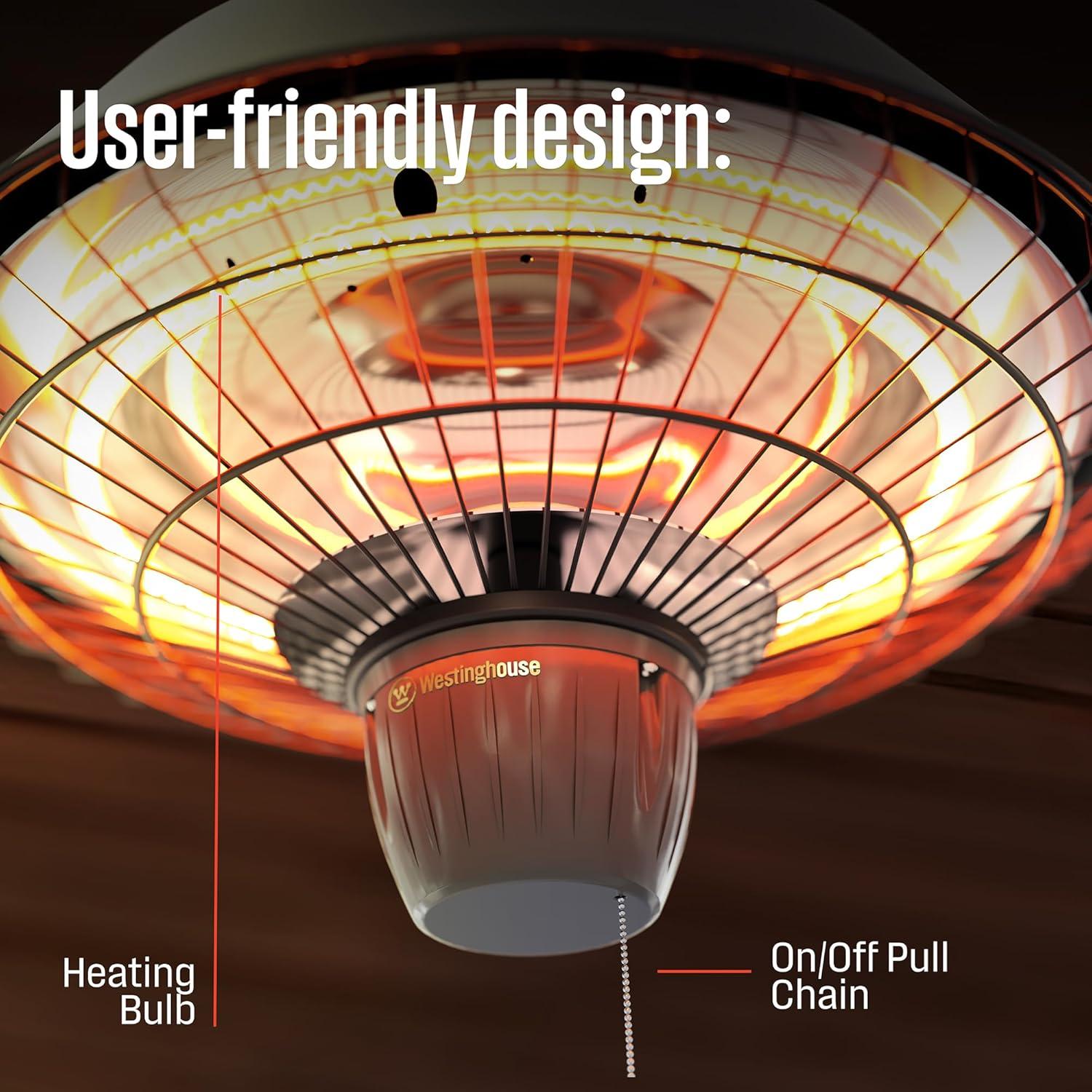 image:imageWestinghouse Outdoor Ceiling Patio Heater Water Resistant Hanging Infrared Pull String Heater for Patio Cover Gazebo Pergola amp More