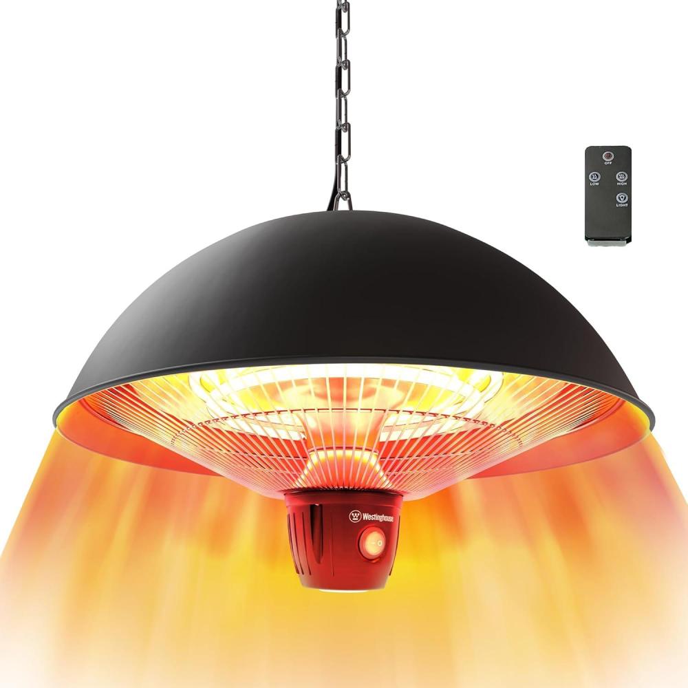 image:imageWestinghouse Outdoor Ceiling Patio Heater Water Resistant Adjustable Heat Output Up to 1500W Auto Shut Off Overheat Protection Hanging Infrared Heater for Patio Cover Gazebo amp More WhiteBlack