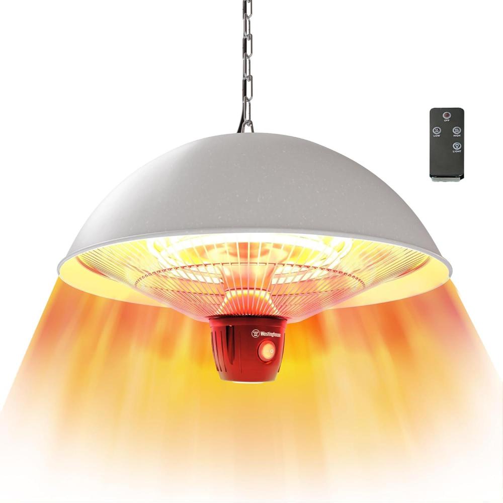 image:imageWestinghouse Outdoor Ceiling Patio Heater Water Resistant Adjustable Heat Output Up to 1500W Auto Shut Off Overheat Protection Hanging Infrared Heater for Patio Cover Gazebo amp More WhiteWhite
