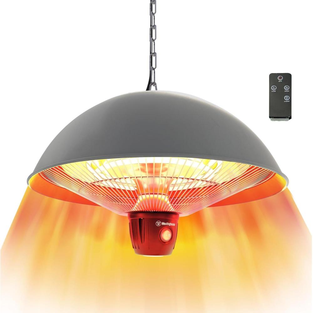 image:imageWestinghouse Outdoor Ceiling Patio Heater Water Resistant Adjustable Heat Output Up to 1500W Auto Shut Off Overheat Protection Hanging Infrared Heater for Patio Cover Gazebo amp More WhiteGray