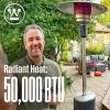 Westinghouse Outdoor Propane Patio Heater with Wheels, CSA Approved, 50,000 BTU, Auto Shut Off & Anti Tilt Switch, Home & Commercial Outdoor Use, Tower Patio Heater for Backyard, Restaurant, & More