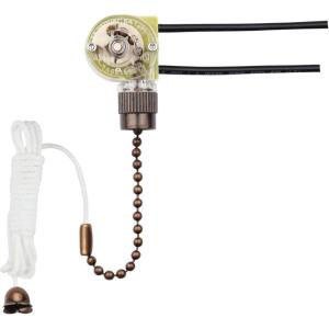 Westinghouse 7728700 Fan Light Switch with Antique Brass Pull Chain